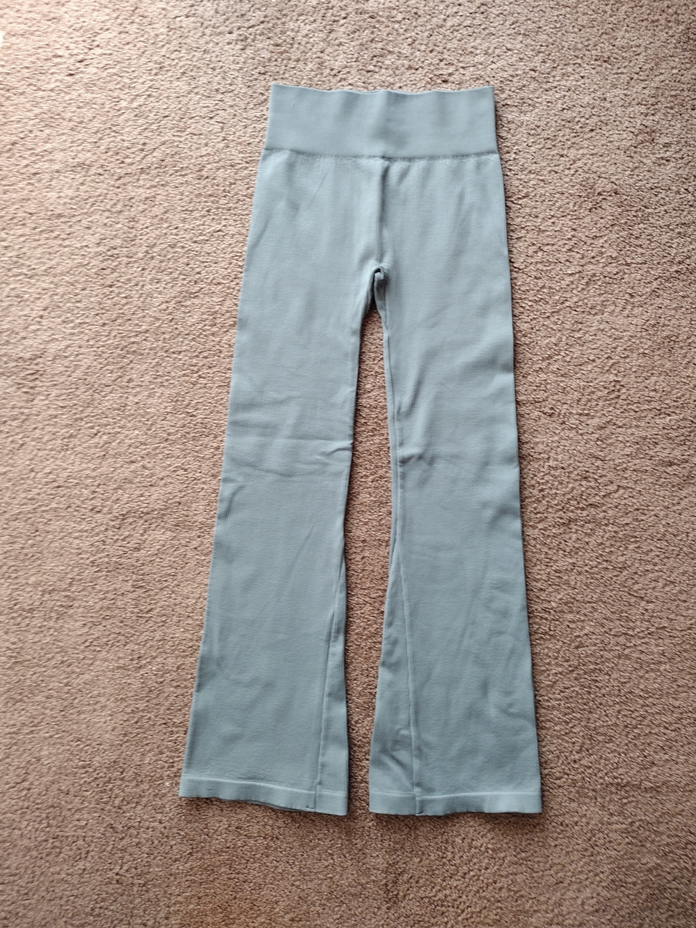 OQQ Seamless Ribbed Flare Leggings Gray